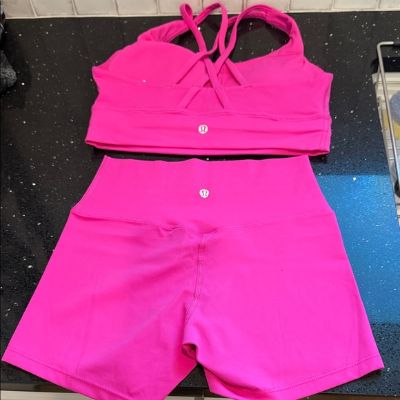 Lululemon Athletica Pink Sports Bra and Shorts Set - Picture 2 of 3